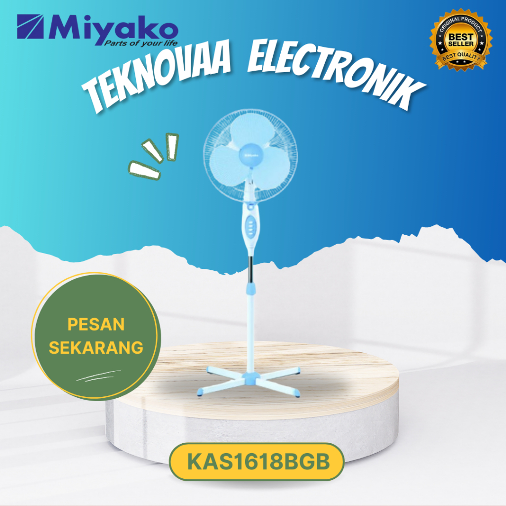 MIYAKO KIPAS ANGIN KAS 1618B GB STAND FAN/KAS-1618BGB/KAS1618BGB/KIPAS ANGIN ORIGINAL MIYAKO/GARANSI
