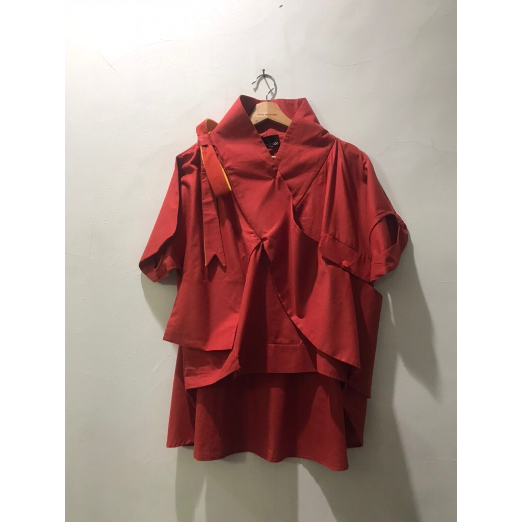 OLINE WORKROBE - AKSHA RIBBONED TOP IN TERACOTTA