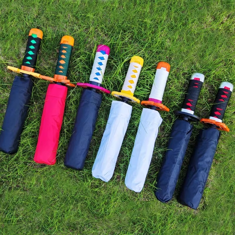 Demon Slayer Kimetsu no Yaiba Folding Umbrella Payung Lipat Pendek Travel Anime Koleksi