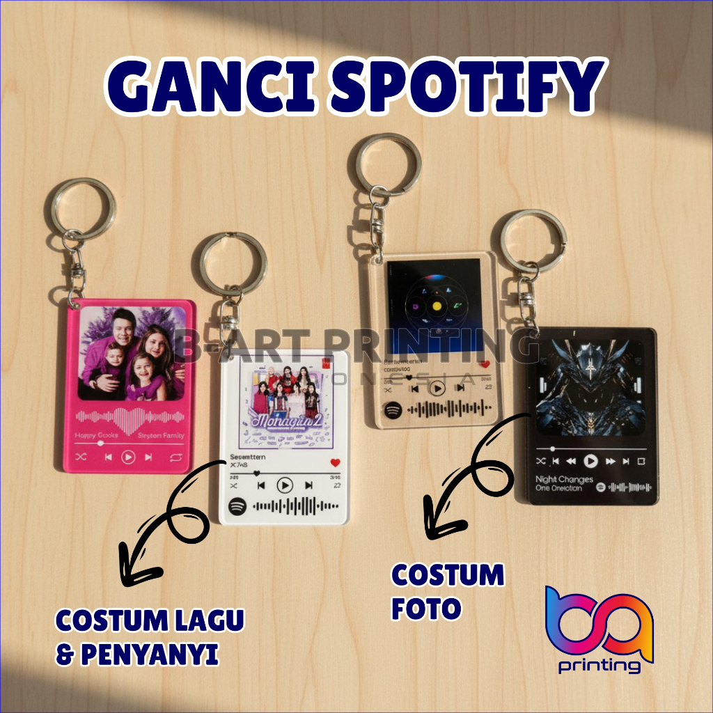 Gantungan Kunci Spotify Custom Foto Penyanyo Ganci Spotify  Keychain Spotify Akrilik Custom HD UV Pr