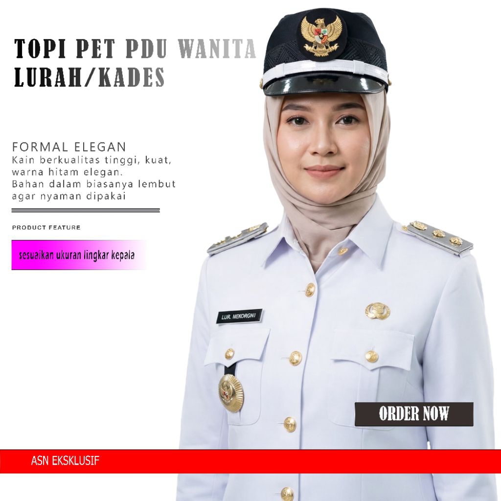 TOPI PET PDU WANITA LURAH KADES FORMAL ELEGAN