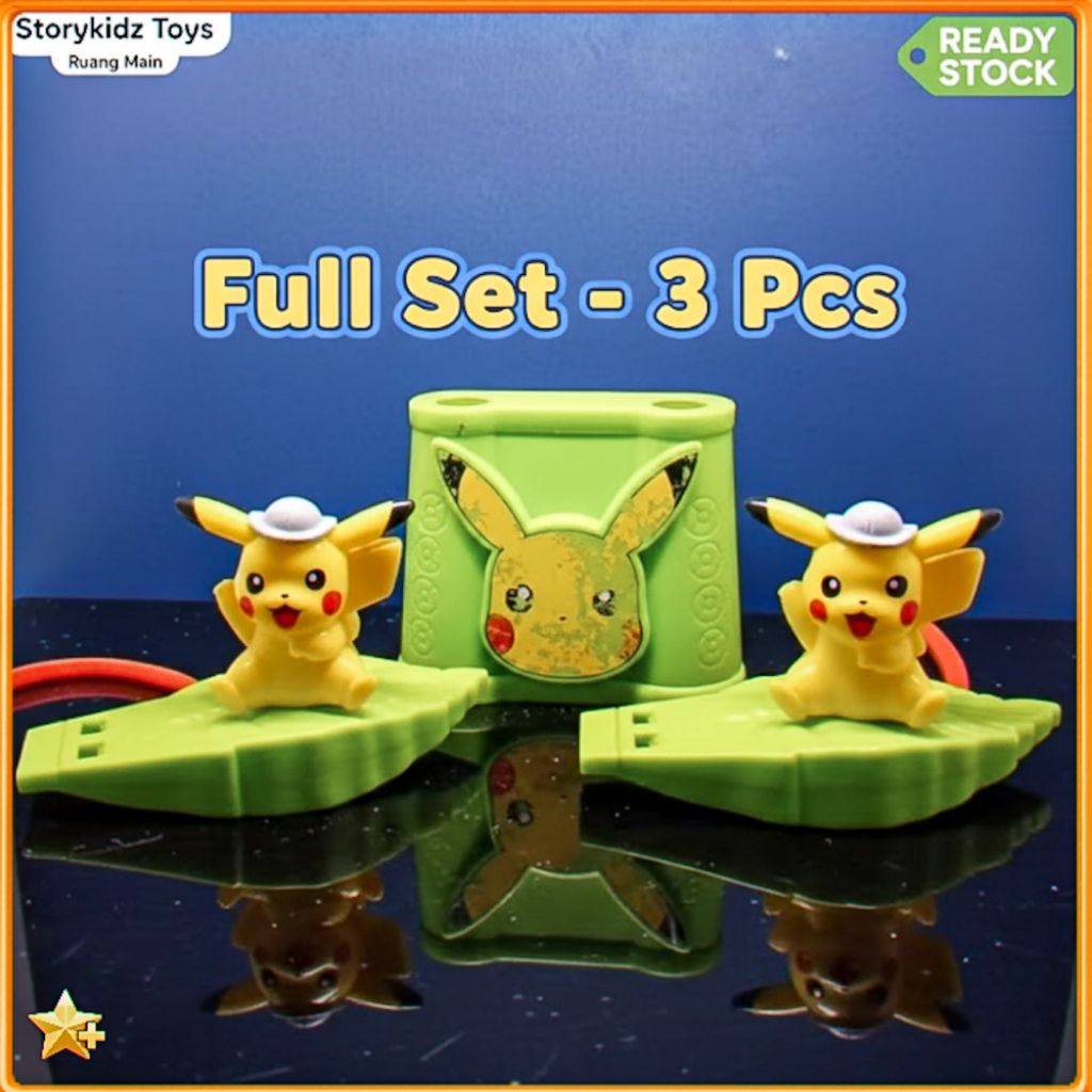 Full Set 3 Pcs Mainan Pikachu Pokemon McD Happy Meal Original Koleksi Pokemon Figure Nintendo Jadul