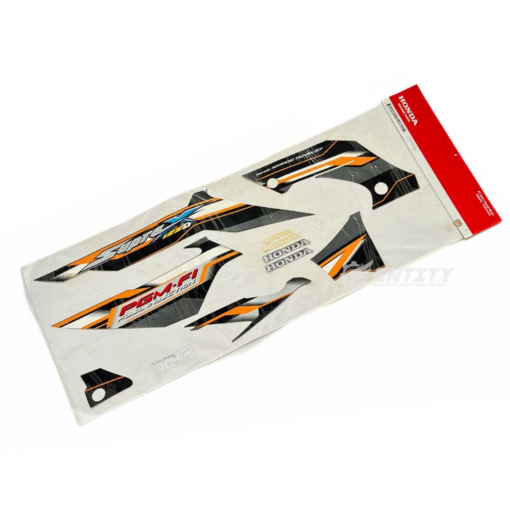 Striping Honda Supra X 125 Injeksi PGM FI Hitam Orange Original AHM 871X0KTMN50ZB