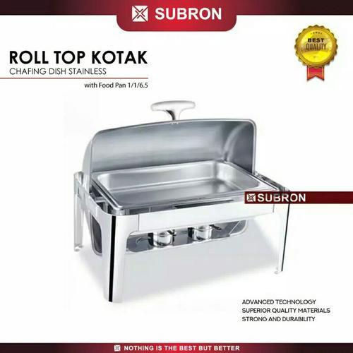 Chafer Chafing Dish Stainless Wadah Saji Prasmanan SUBRON Roll Top 9L Kombinasi Kaca