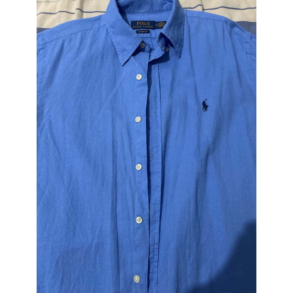 POLO Ralph Lauren Authentic Kemeja Linen Blue blue colored pony size M Classic Fit