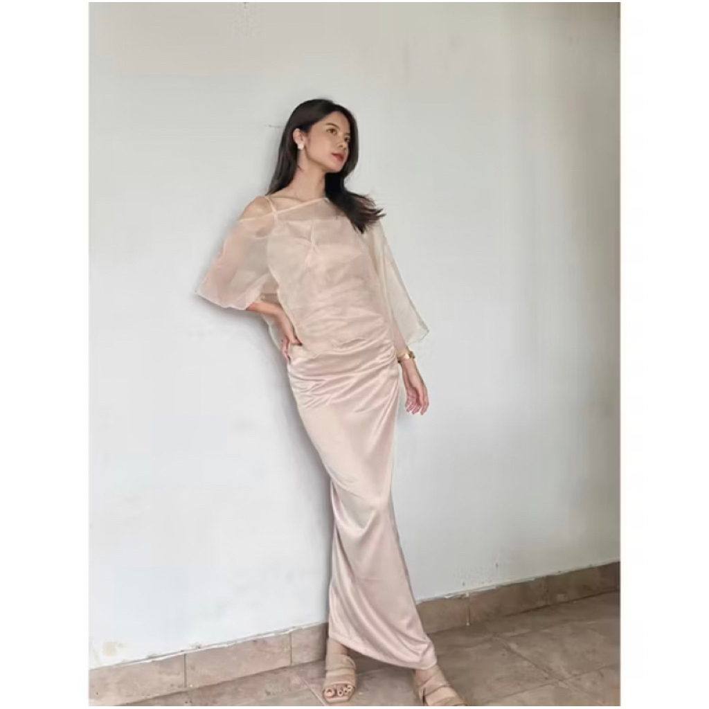 dress satin set, dres kondangan by namelis