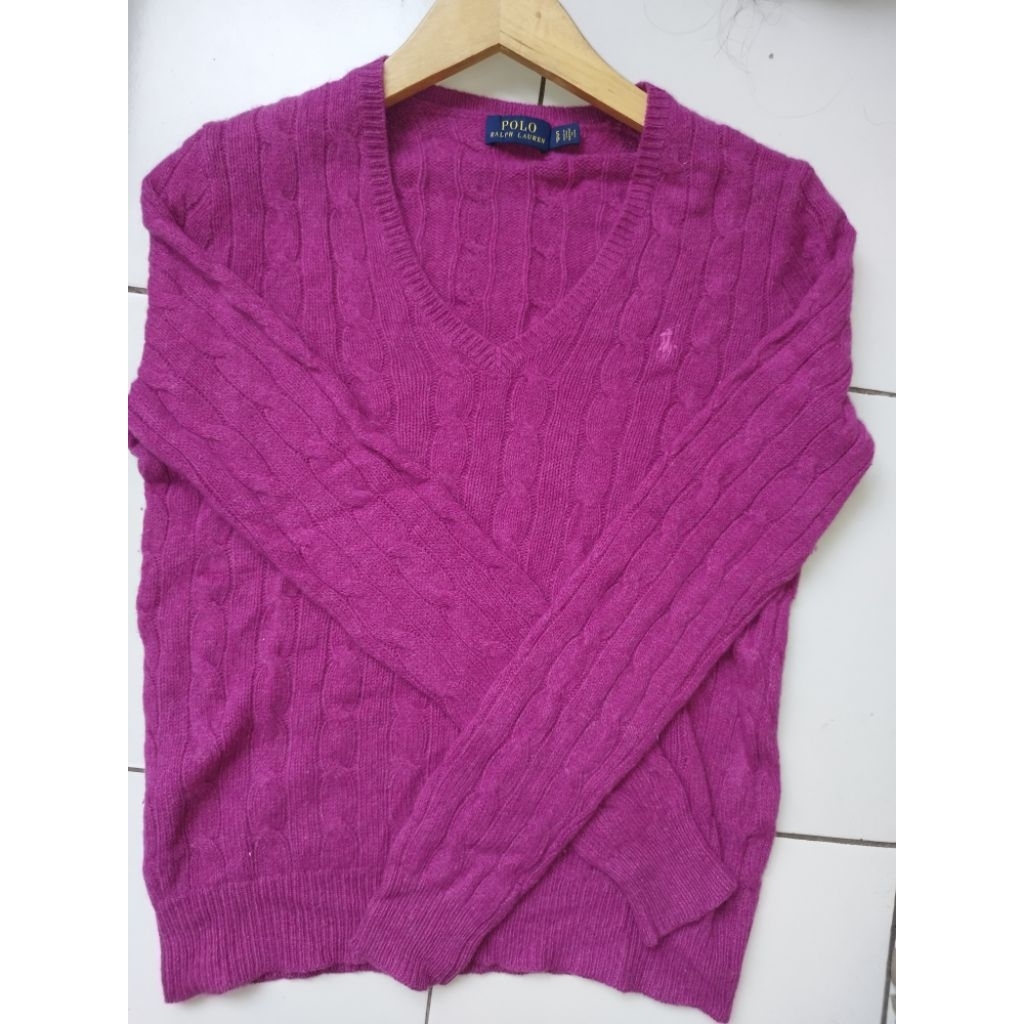 sweater polo cable knit V neck (preloved)