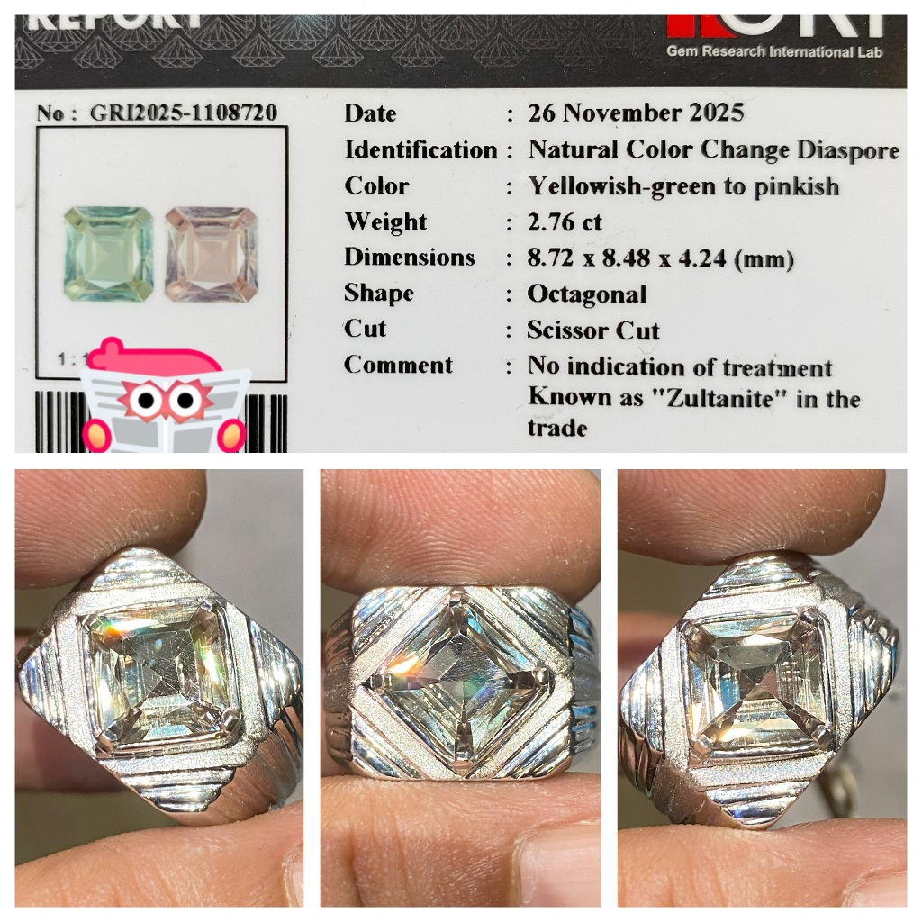 Natural 2.76ct color change diaspore zultanite dispersion