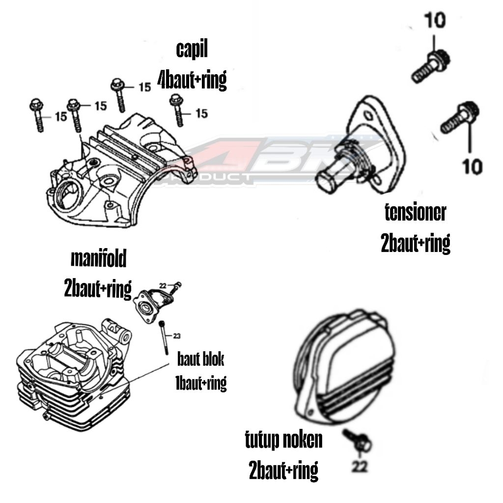 Baut L stainless GL pro gl max baut blok kop mesin gl pro gl max baut L bubut mesin gl pro max baut 