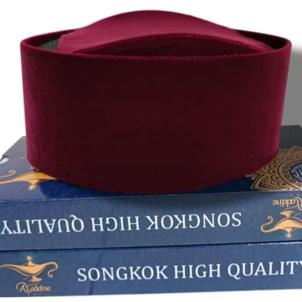 Kopiah Songkok Peci Susun Merah maron Tinggi 7,8,9,10cm