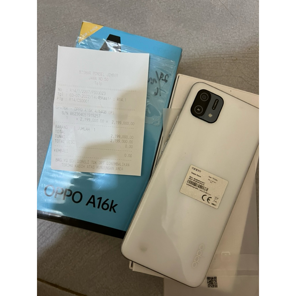 oppo a16k white ram 4/64