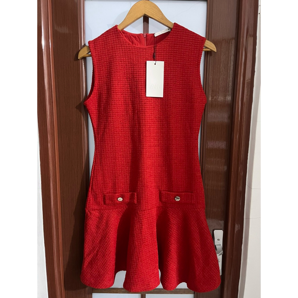 Zara original tweed red dress