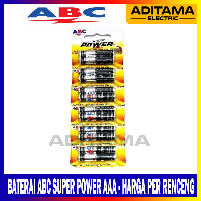 BATERAI ABC SUPER POWER AAA A3  ABC BATTERY SUPER POWER AAA R03 A3 - ISI 12 PCS