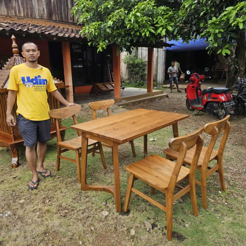 Kursi Meja Makan Ropan Grade A Kayu Jati Perhutani Mebel Jepara