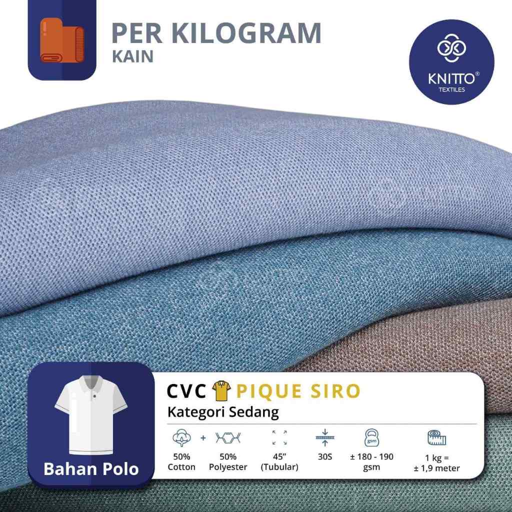 KAIN CVC PIQUE SIRO 30S KATEGORI WARNA SEDANG ( BAHAN POLO ) - KNITTO