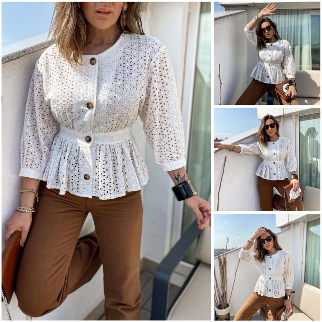 Zara white crochet blouse