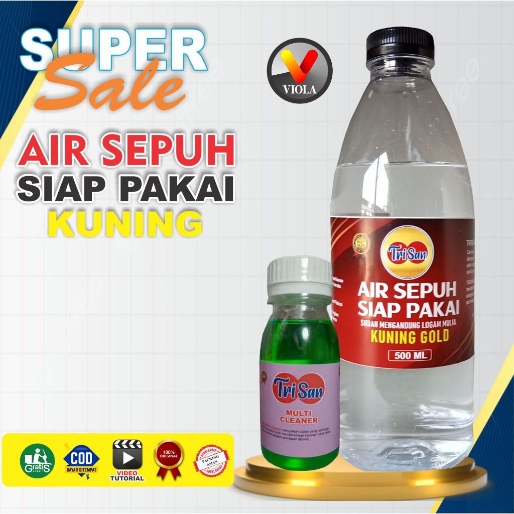 AIR SEPUH SIAP PAKAI KUNING CAIRAN SEPUH PERHIASAN EMAS DAN PERAK