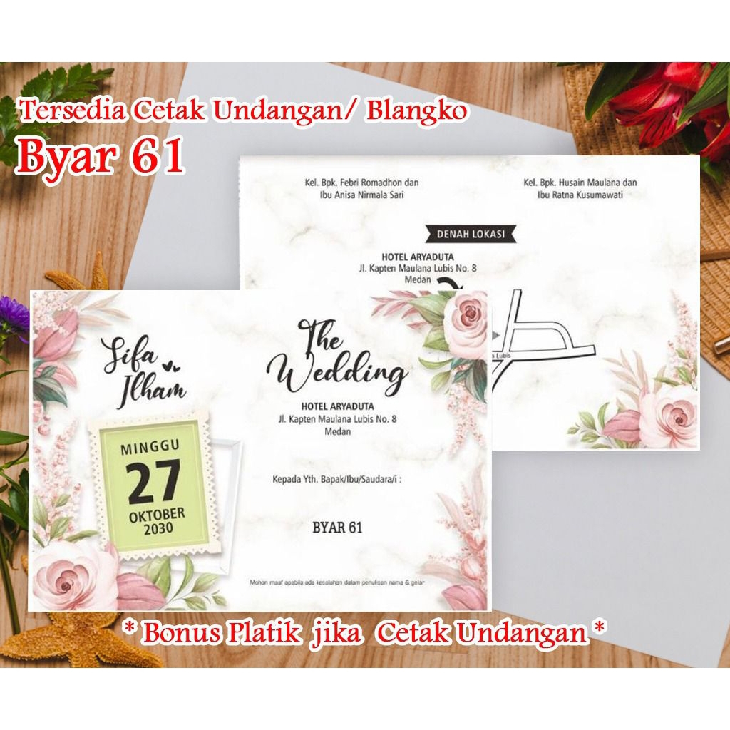 cetak undangan pernikahan Byar 61 & blangko Byar 61