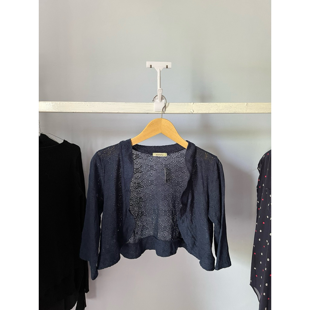Cardigan Navy Crop