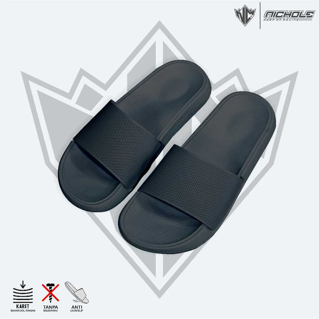 BKL FASHION - Sandal Slide Karet Phylon Pria Polos Casual & Stylish | Warna Hitam