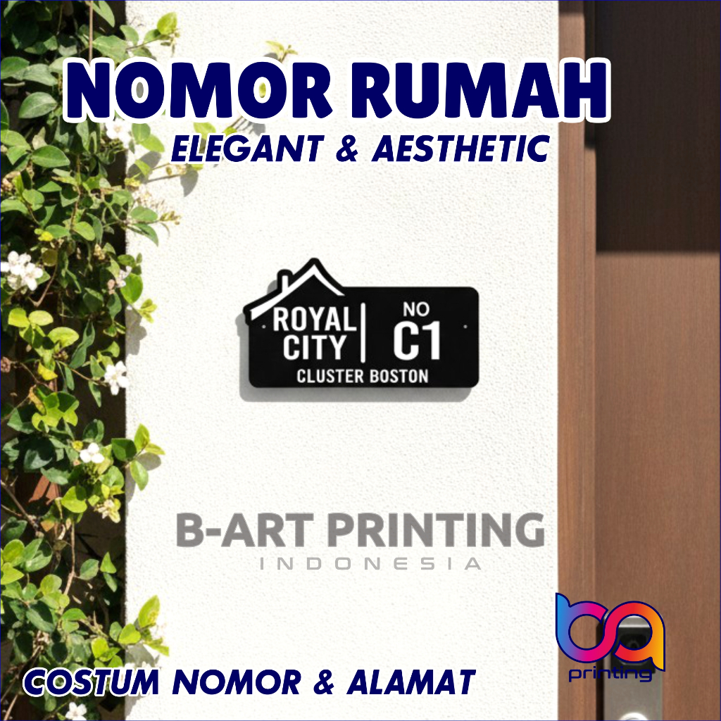 Papan Nomor Rumah Akrilik | Nomer Rumah Acrylic | No Rumah Akrilik Layer Huruf Putih/gold PAPAN NOMO