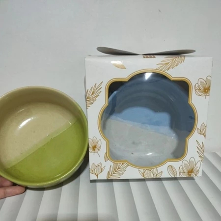 MANGKOK KERAMIK TWO TONE KEMAS BOX SOUVENIR