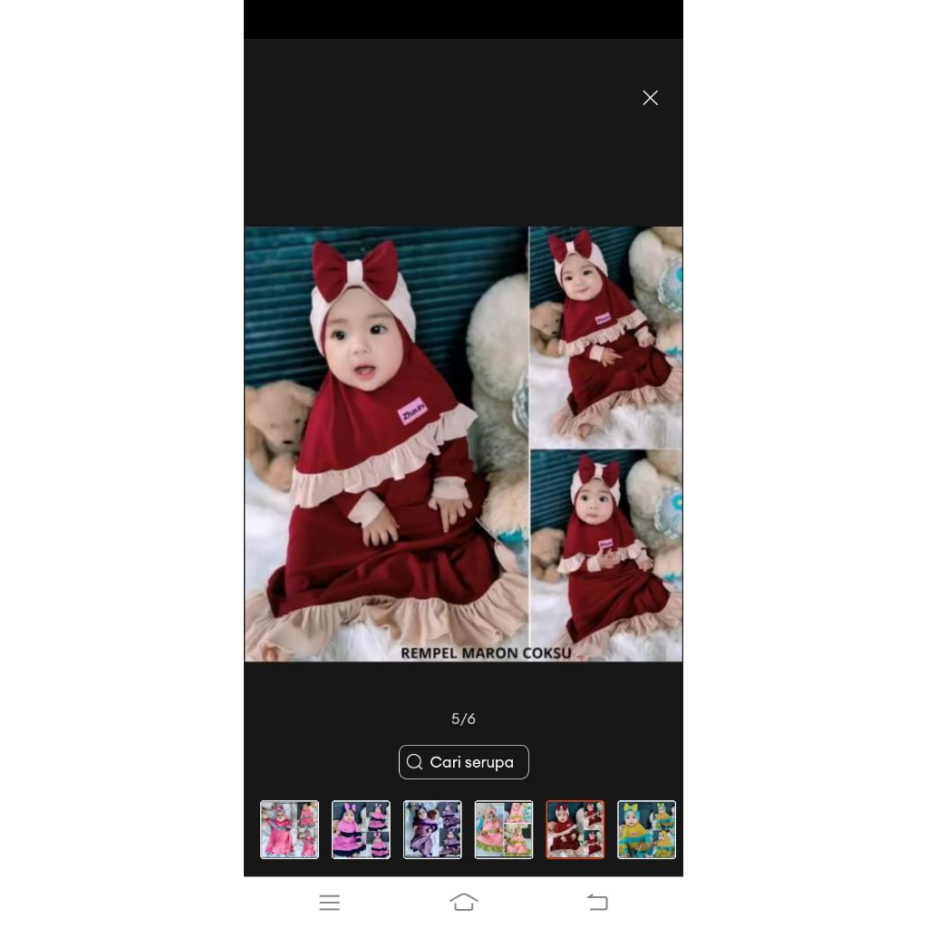 gamis bayi dan anak perempuan set hijab free turban  mulai umur 0-6 bulan sampai 3-4 tahun bonus tur