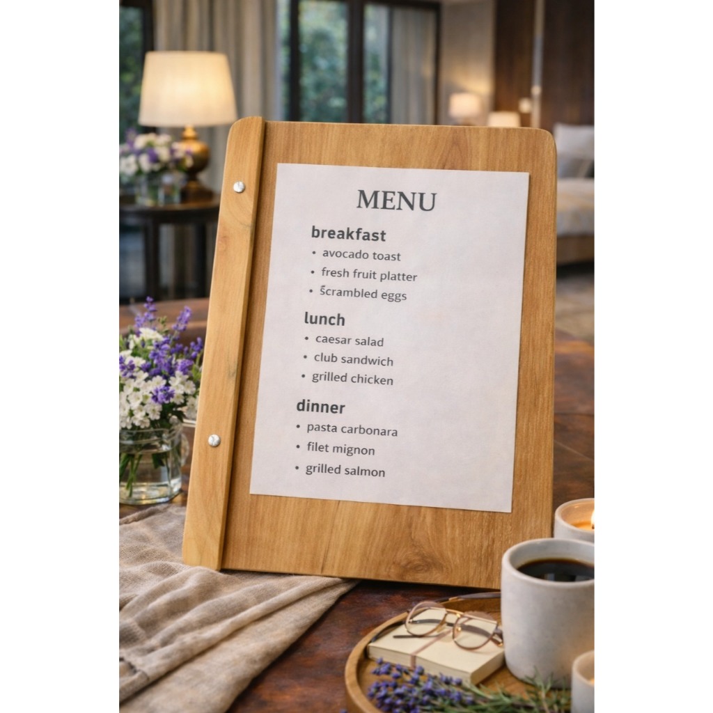 Menu Board A4 / Papan Menu Kayu Cafe Resto kayu jati