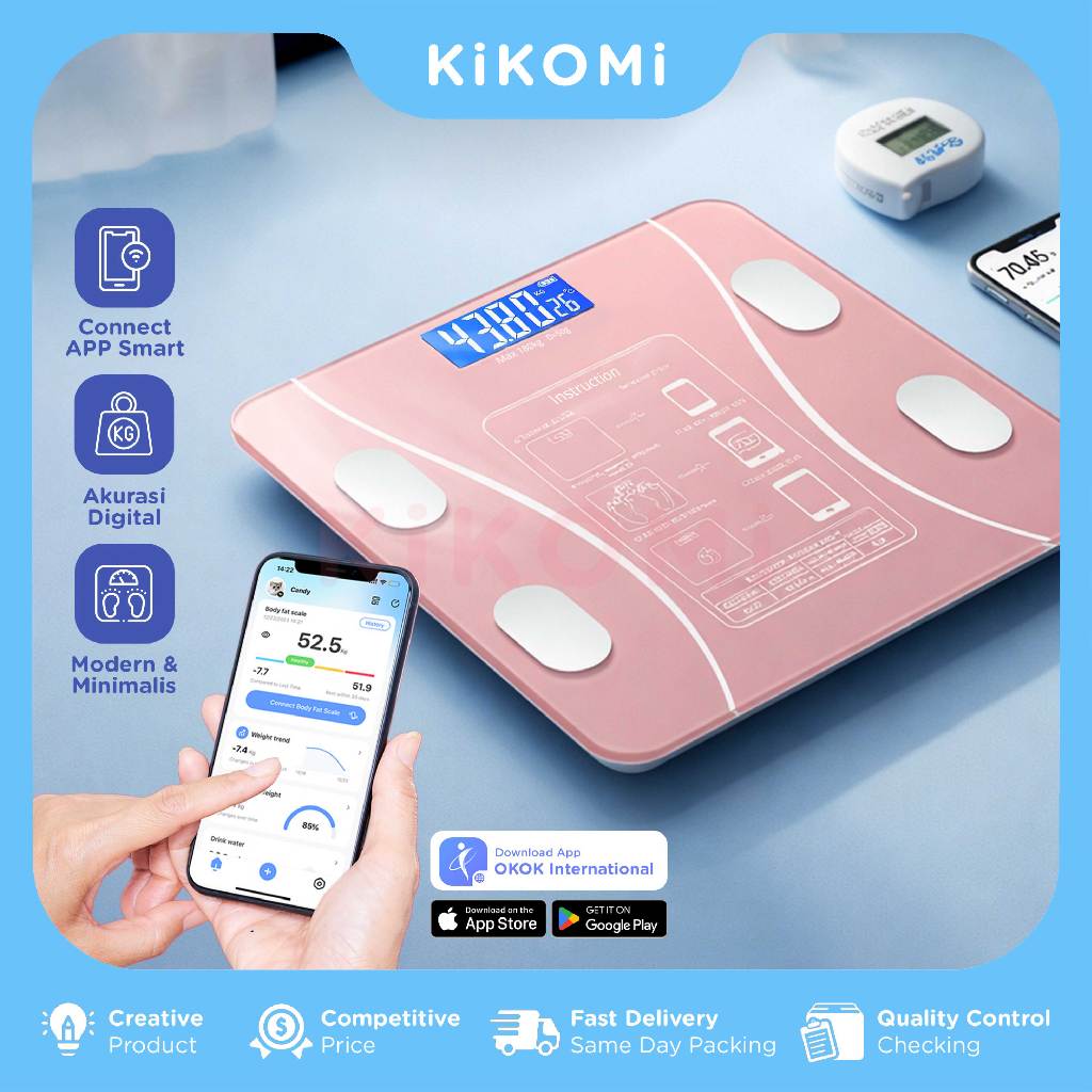 Timbangan Badan Digital Body Fat Monitor With APP Smart Weight Scale KK