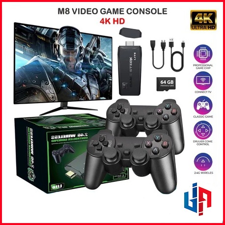 Game Stick M8 Wireless 4K Dengan Gamepad HDMI TV Video Games M8