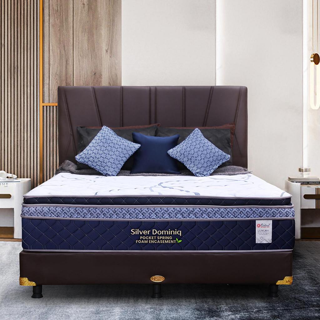 Kasur Central Springbed Silver Dominiq (Full set HB Gemini) - Uk 90x200 cm,100x200 cm,120x200 cm,160