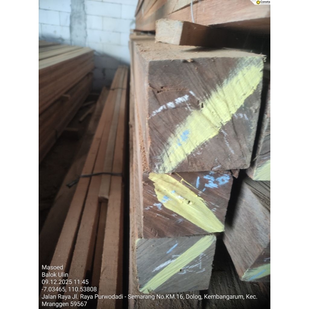 Balok Kayu Ulin Kalimantan Asli Permukaan Rustic 10 x 10 x 400 cm