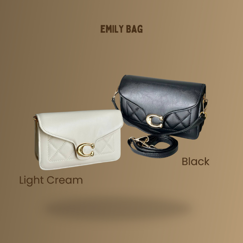 Emily bag - tas selempang lucu tas jinjing wanita sling bag handbag cantik warna hitam putih light c