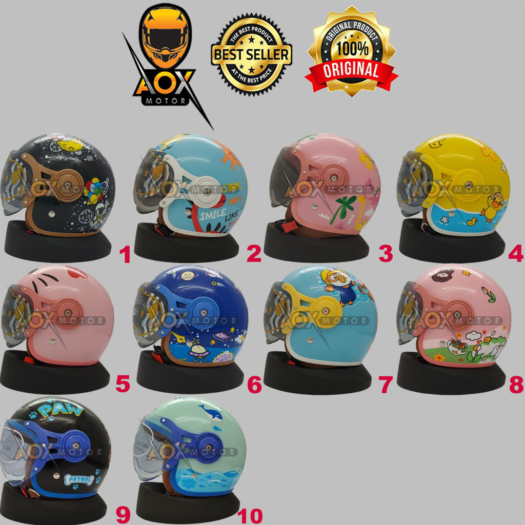 Helm Anak Berkualitas Original Kaca Pilot Junior BIP PLAST Lunar Kids Motif