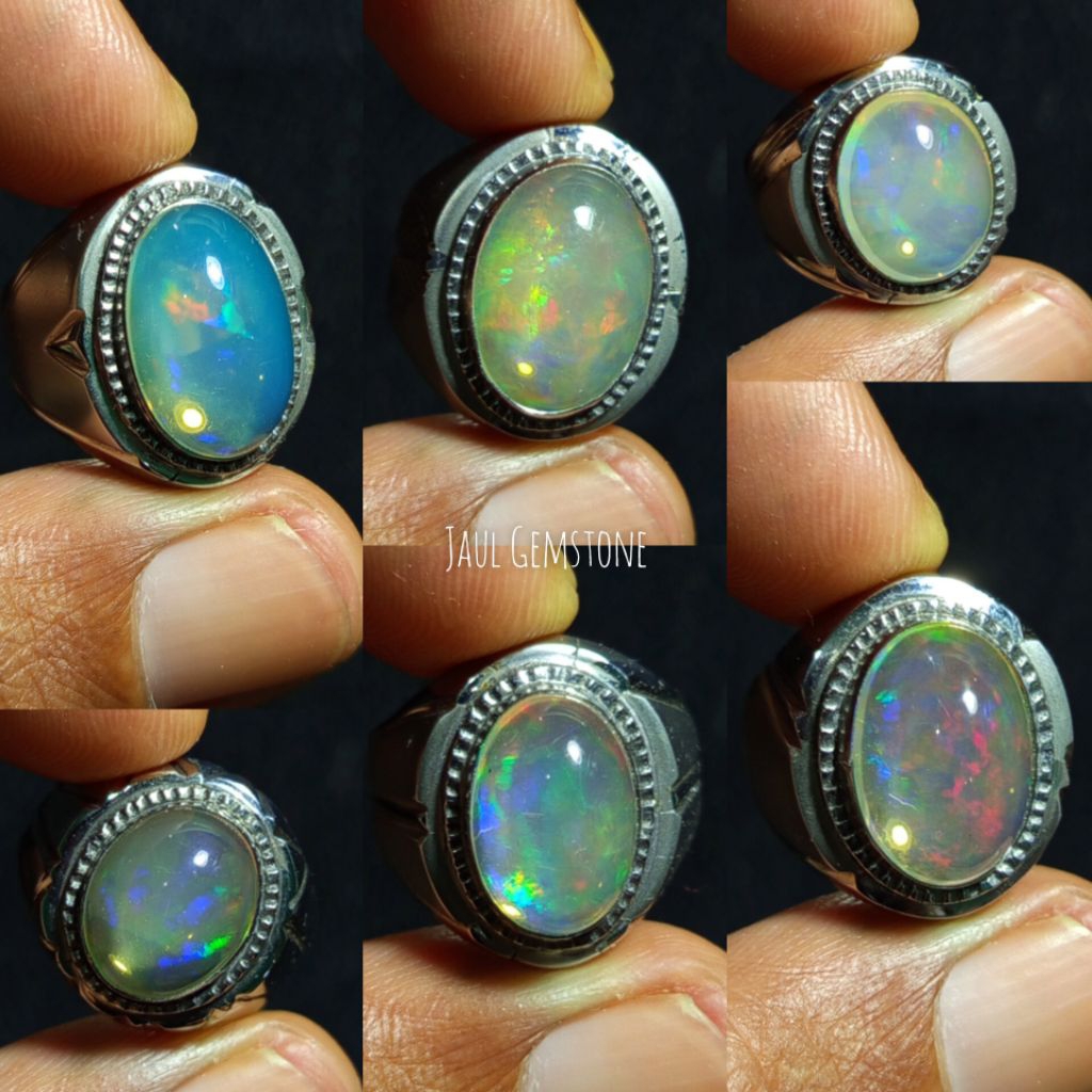 cincin batu kalimaya afrika ethiopia(RING MONEL HEANMADE) /batu kalimaya white opal afrika/batu cinc