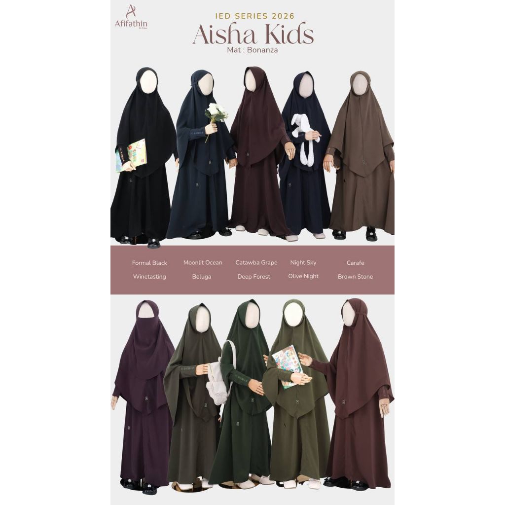 [AFIFATHIN] ABAYA AISHA KIDS | GAMIS SARIMBIT | IED SERIES TERBARU AFIFATHIN