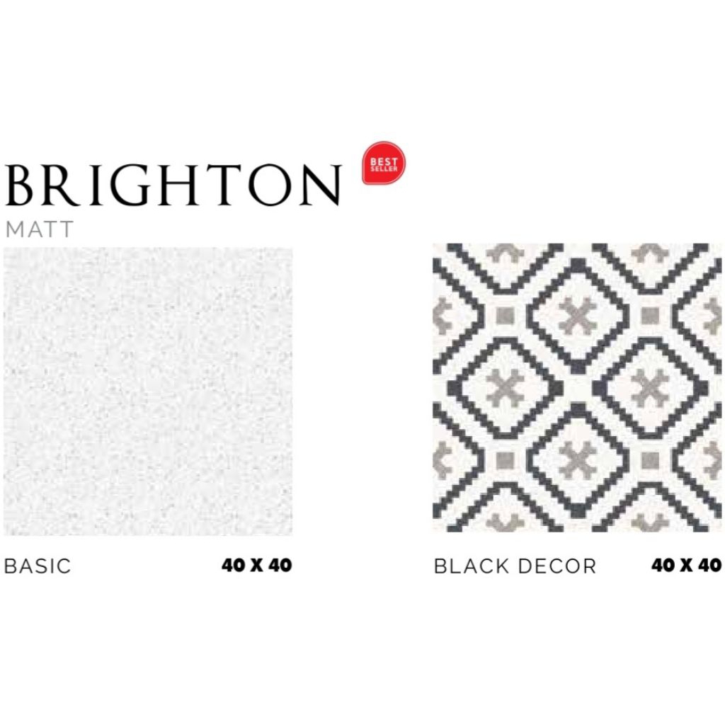 Keramik Merk Platinum Brighton Grey/Black decor ukuran 40x40 cm tekstur Matt