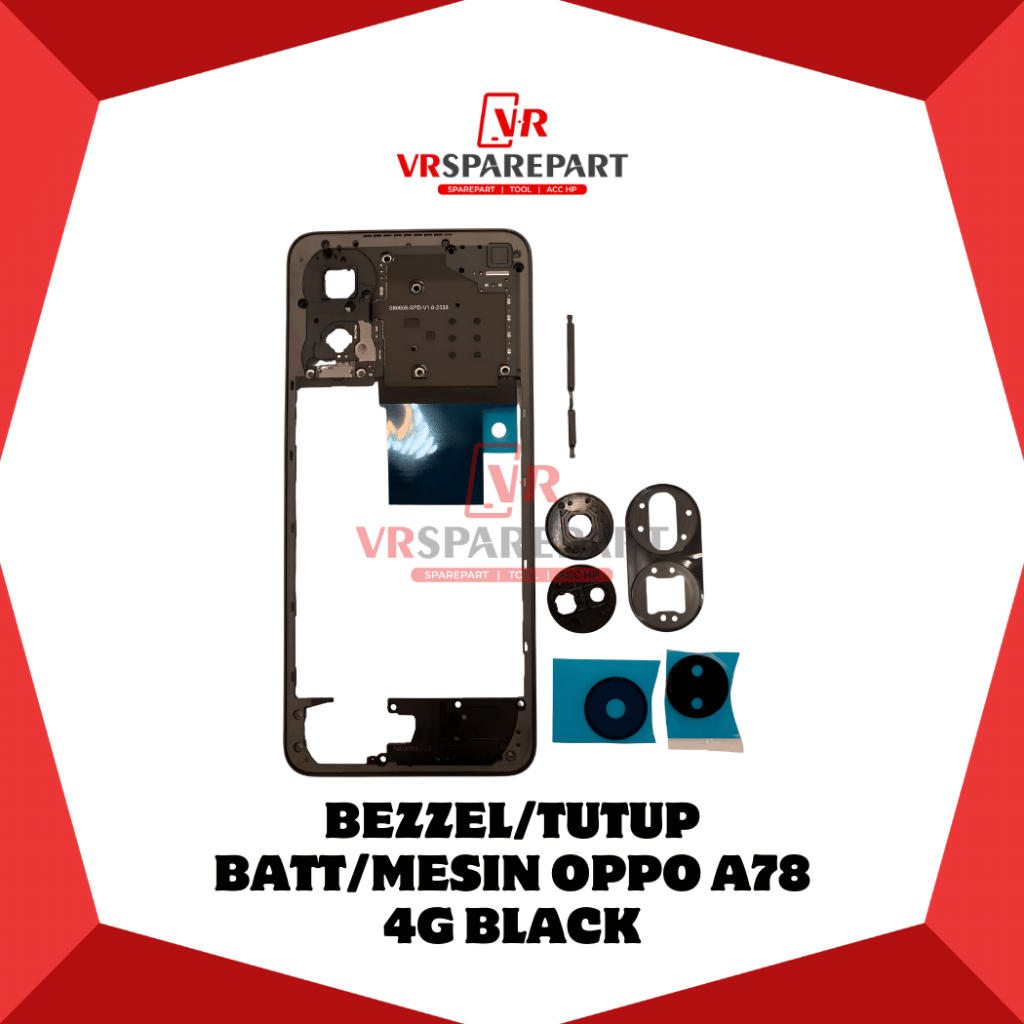 TUTUP BATERAI OPPO A78 4G BLACK / TUTUP MESIN / BATRE