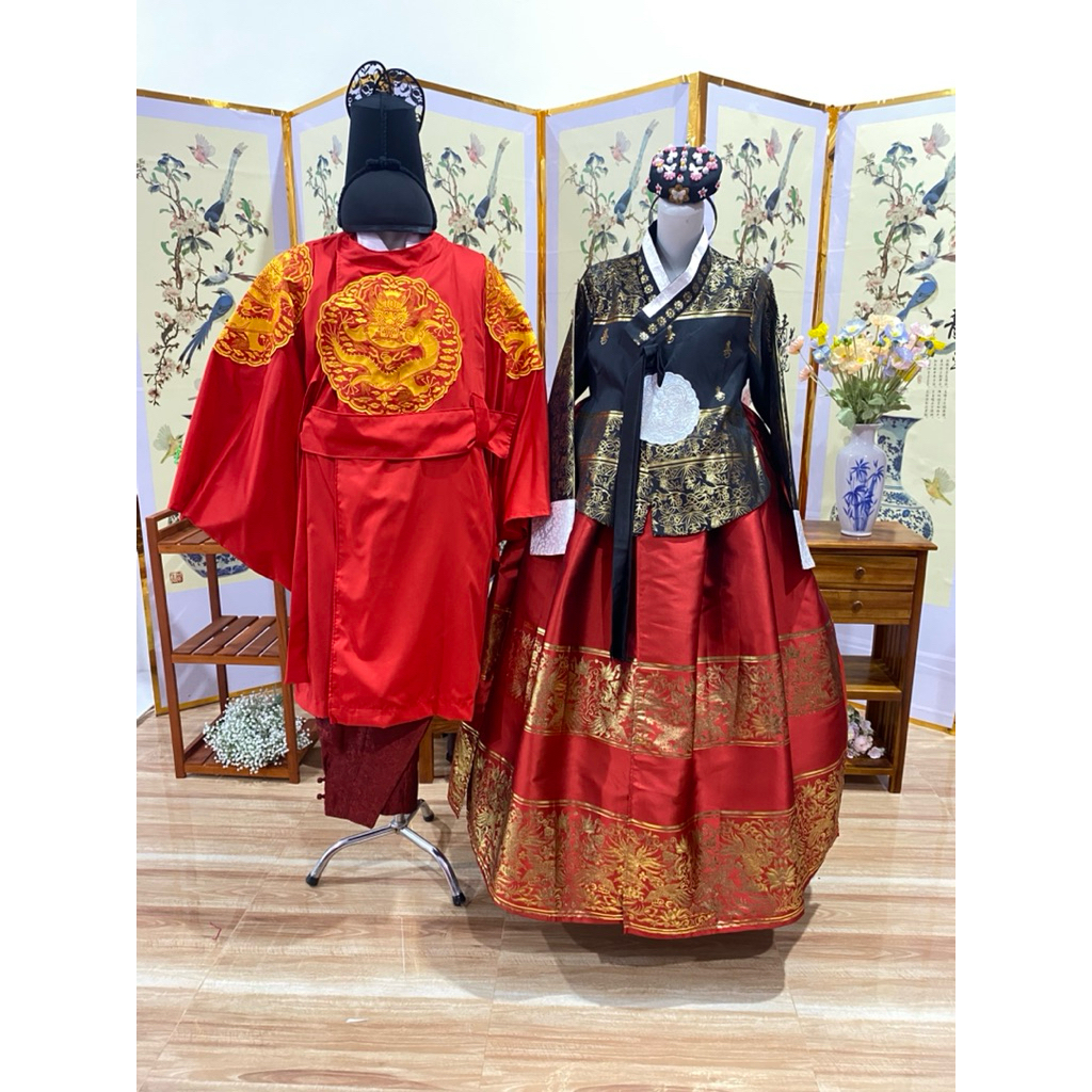 Hanbok Raja dan Hanbok Ratu Korea Hanbok Royal Couple Set Hanbok Junjeong Mama Sudah Termasuk Akseso