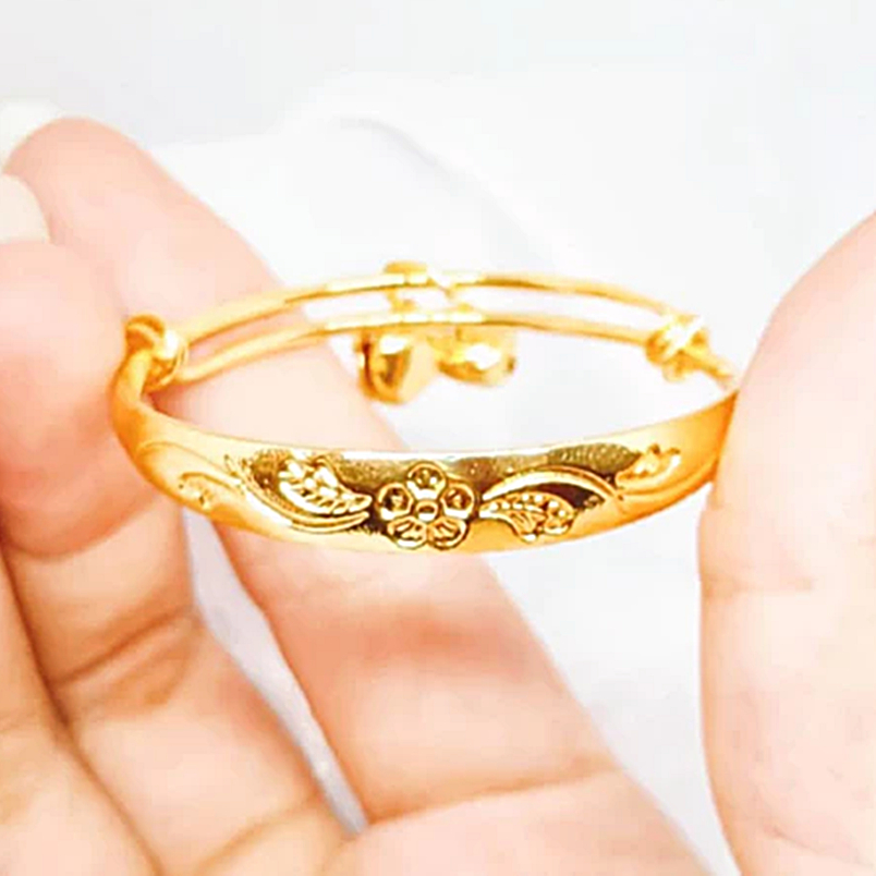 GELANG ANAK BAYI PEREMPUAN 6 BULAN - 2 TAHUN MOTIF BUNGA LAPIS EMAS  PERHIASAN AKSESORIS GELANG ANAK