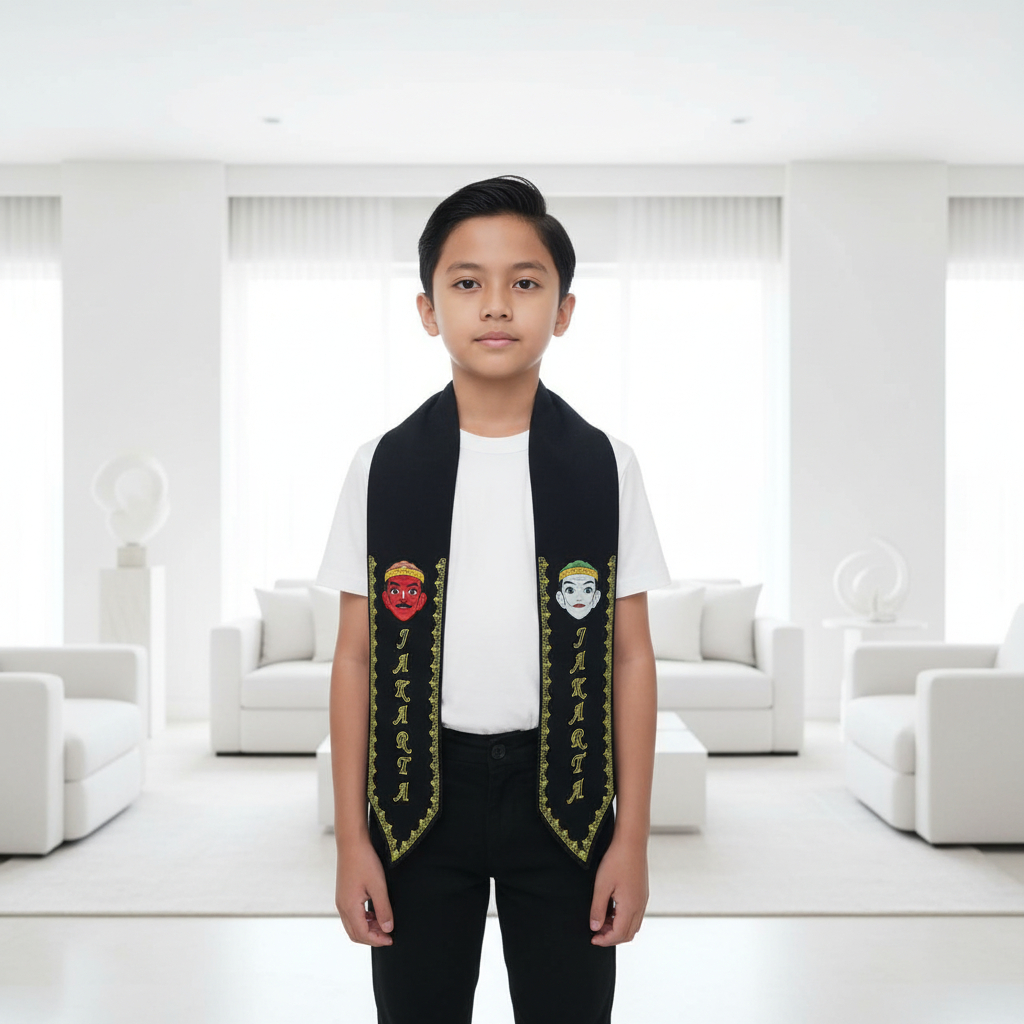 Selendang betawi Cukin Betawi Cukin Ondel onde dewasa dan anak