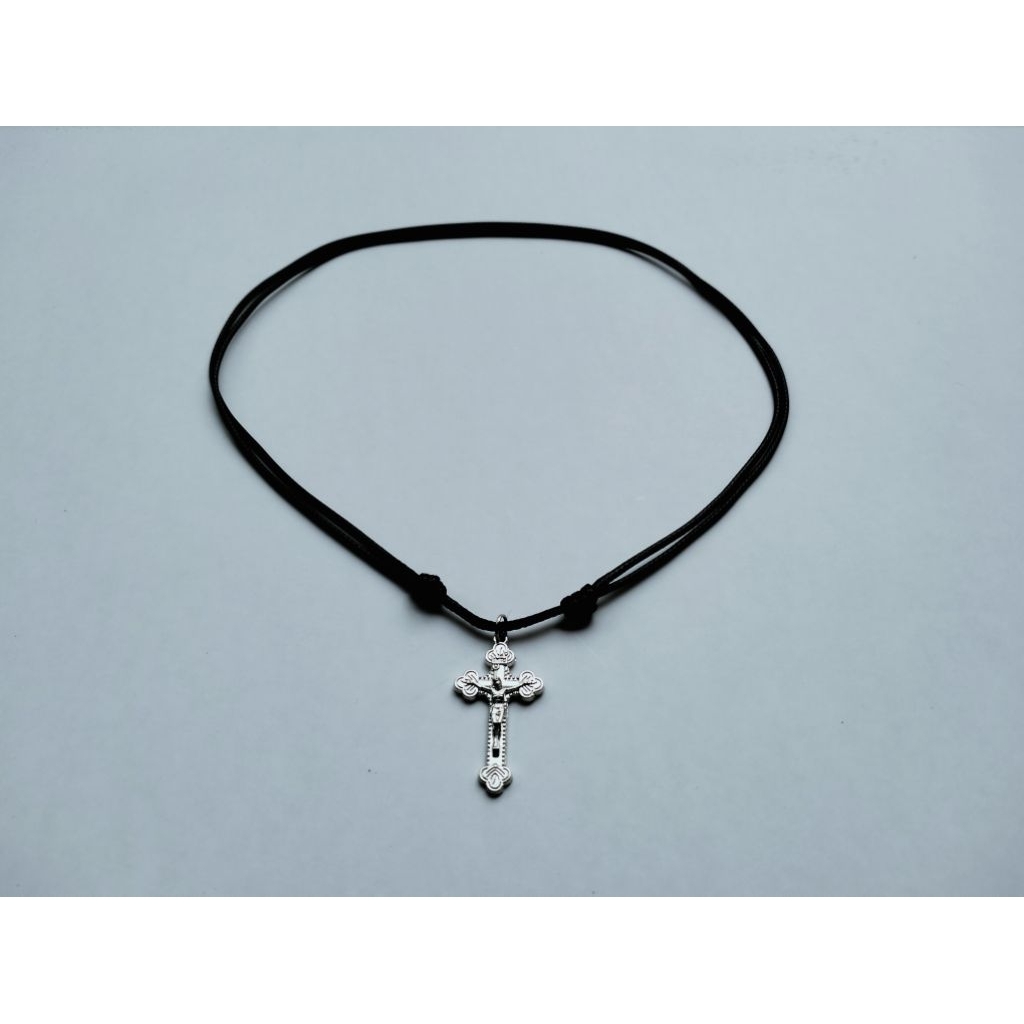 K12 KALUNG TALI SALIB TITANIUM SILVER KATOLIK