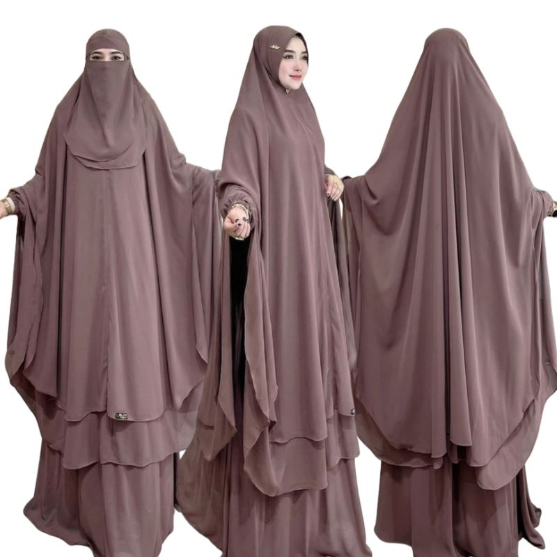 Aje Zas Collection - Set Wasima Gamis Syari Khimar Matt Ceruti BabyDoll / Setelan Baju Muslimah Cada
