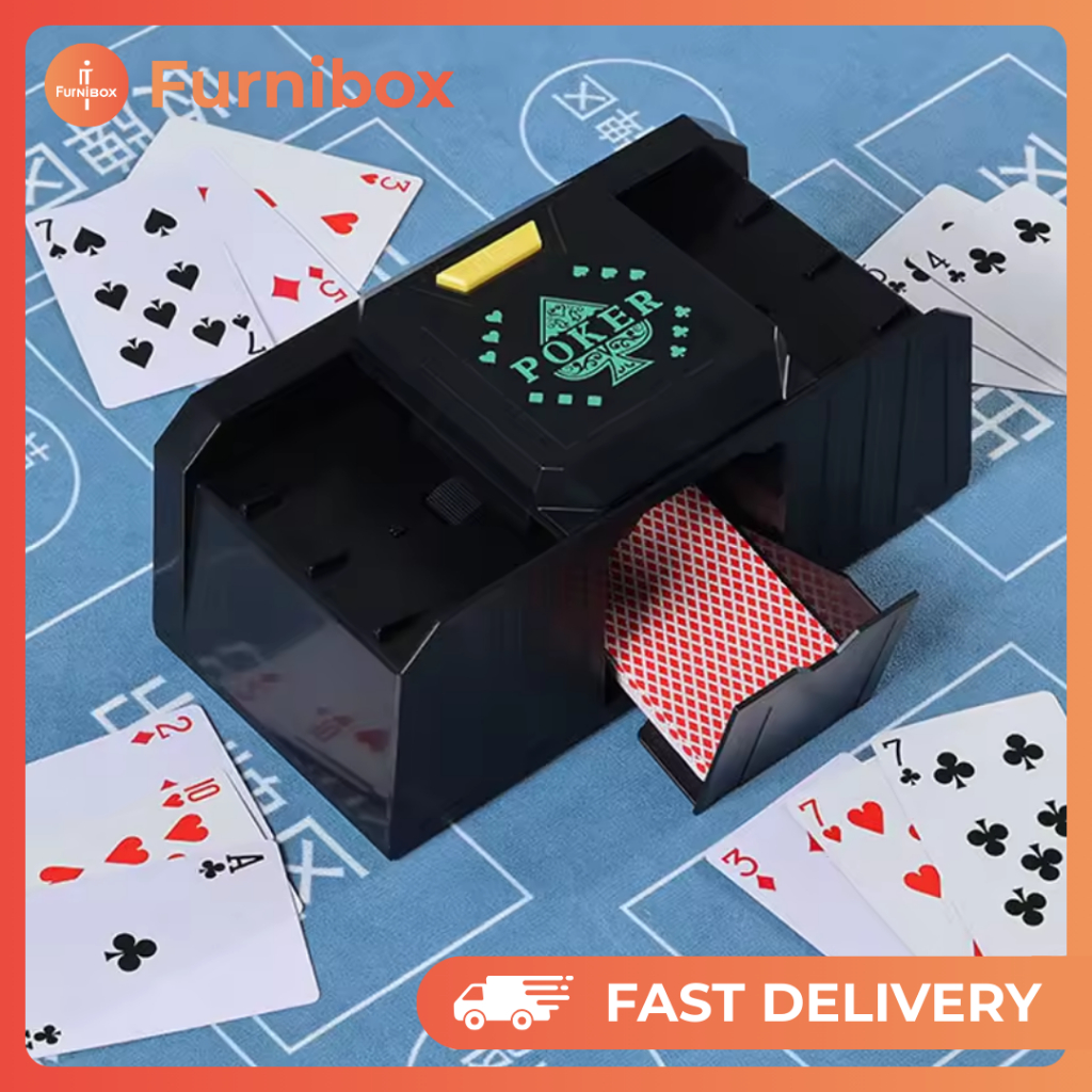 Mesin Pengocok Kocok Kartu Remi Poker UNO Otomatis Automatic Card Shuffler 2 Deck USB Cas Baterai