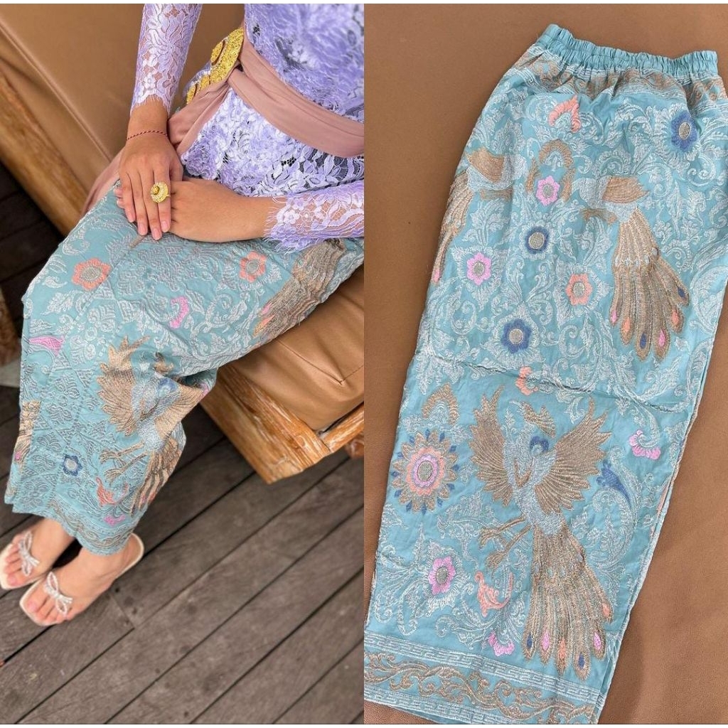 Kamen Jadi katun strait motif Bordir merak setelan kebaya wanita Bali size M L XL XXL jumbo