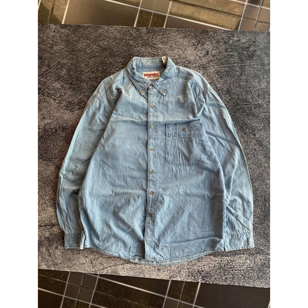 Kemeja vintage denim Wrangler All Terrain Gear Authentic