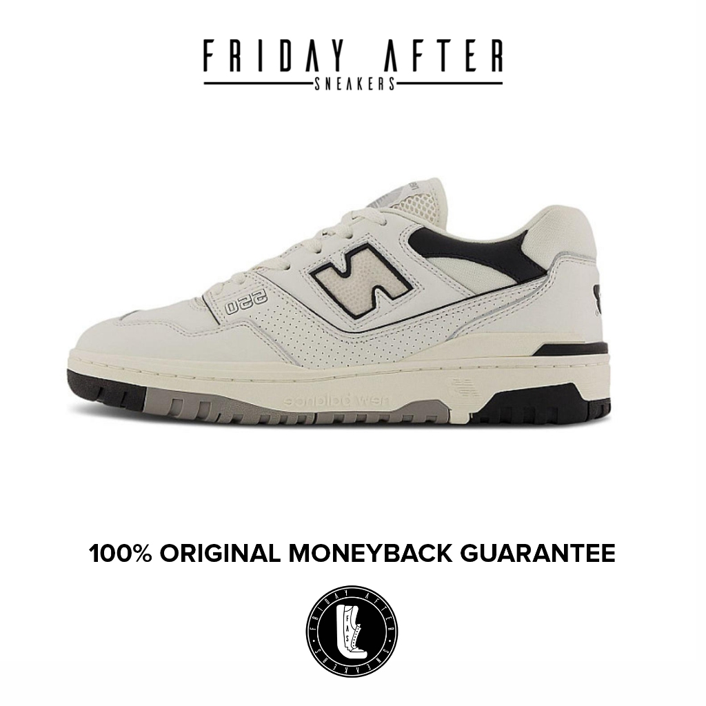 Sepatu Sneakers Pria Wanita New Balance 550 Sea Salt Cream Black Original Resmi
