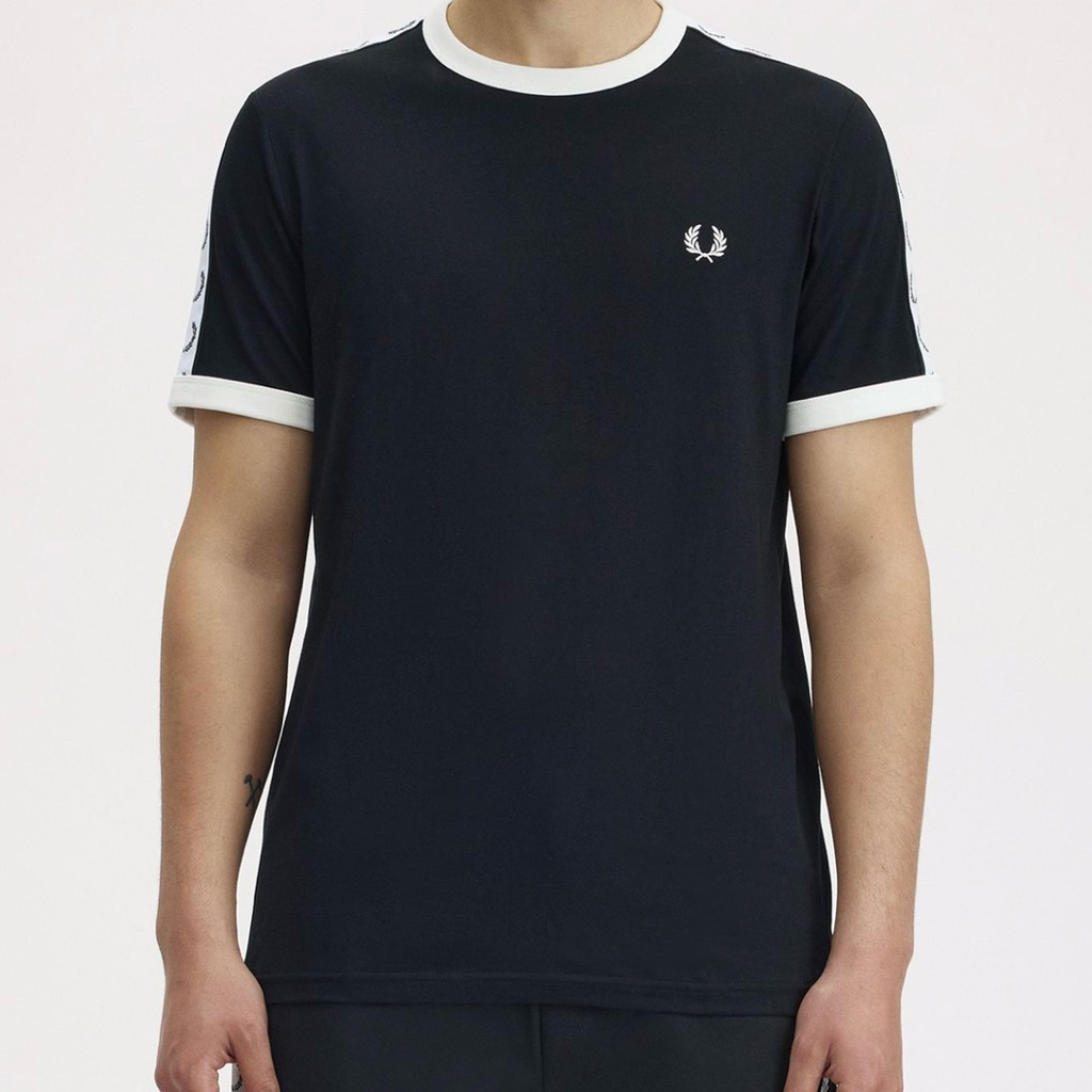 Fred perry taped ringer t shirt black (Resmi STORE)
