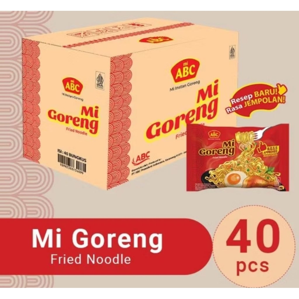 1 dus (40 bungkus) Mie ABC Goreng, mie goreng