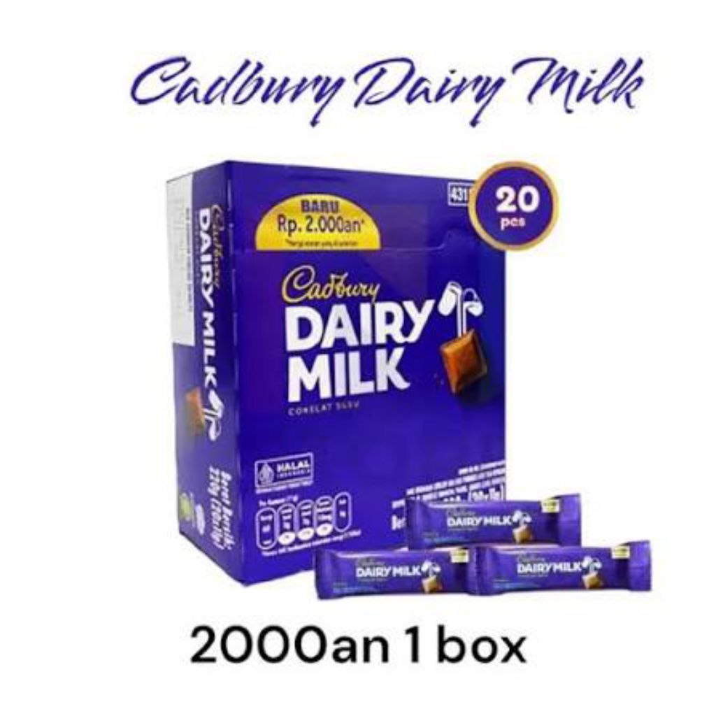 cokelat cadbury dairy milk 2000an mini 11gr coklat kemasan 1 box isi 20pcs